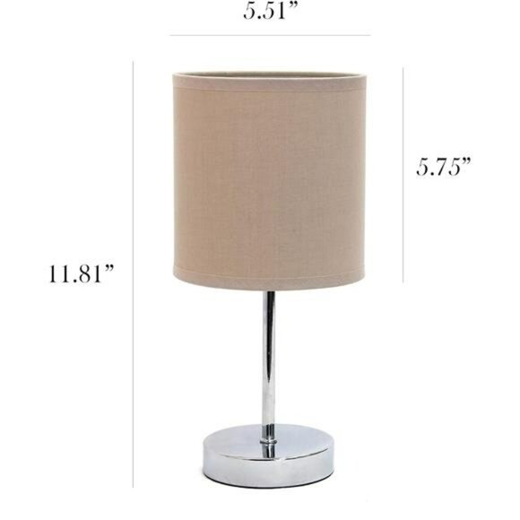 Mini gray table lamp fabric shade chrome base desk nightstand dorm bedroom - Picture 3 of 7